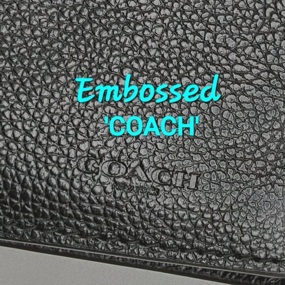 'COACH' PEBBLE LEATHER FULL-ZIP POCKET CARD SLOT LONG UNISEX WALLET BLACK/CHROME - Picture 9 of 16